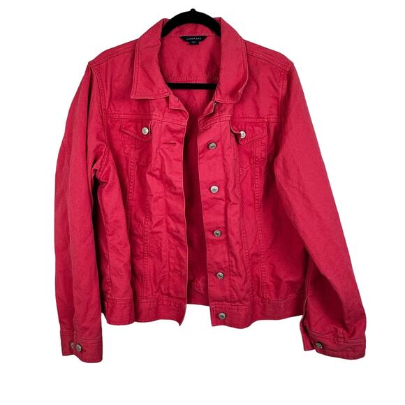 Land's End Pink Denim Jacket Size XL 100% Cotton Western Rodeo Country Festival - Picture 1 of 8